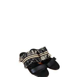 Kaanas Black Tahiti Frayed Boho Sandal Women Sz 6